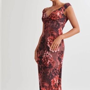 Meshki Giavanni Off Shoudler Maxi Dress in Peony Print